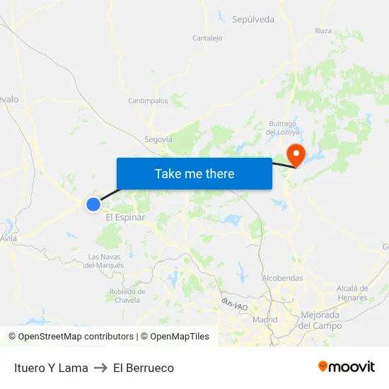 Ituero Y Lama to El Berrueco map