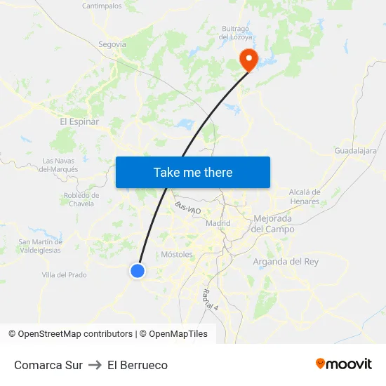 Comarca Sur to El Berrueco map