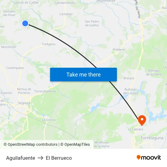 Aguilafuente to El Berrueco map
