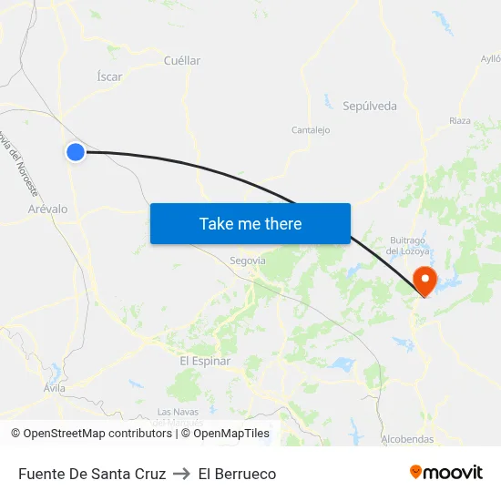 Fuente De Santa Cruz to El Berrueco map