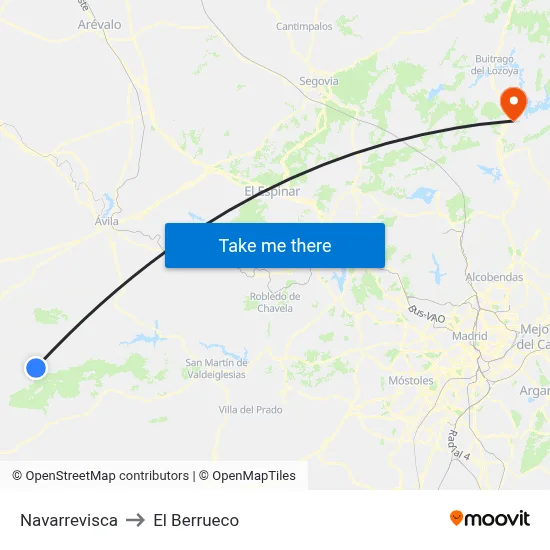 Navarrevisca to El Berrueco map