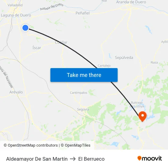Aldeamayor De San Martín to El Berrueco map