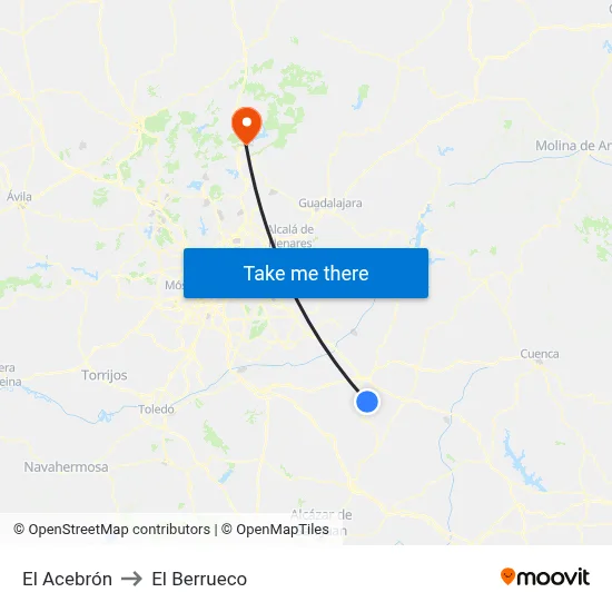 El Acebrón to El Berrueco map