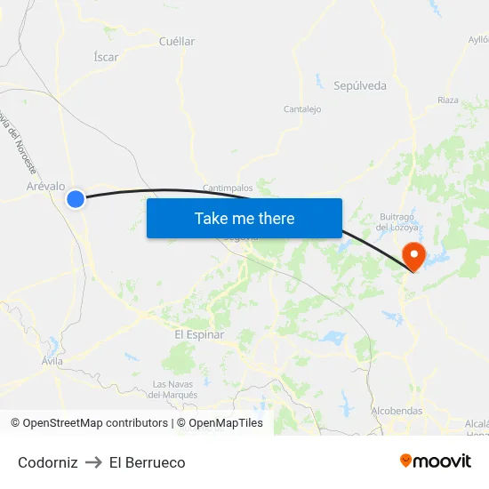 Codorniz to El Berrueco map