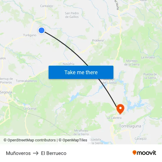 Muñoveros to El Berrueco map