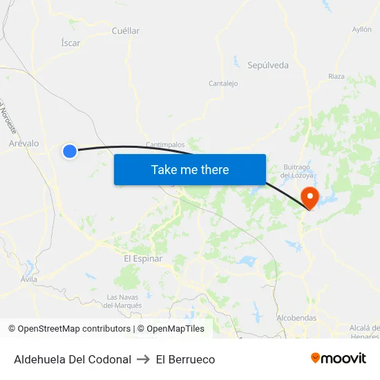 Aldehuela Del Codonal to El Berrueco map