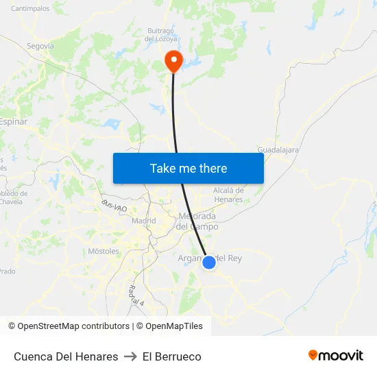 Cuenca Del Henares to El Berrueco map