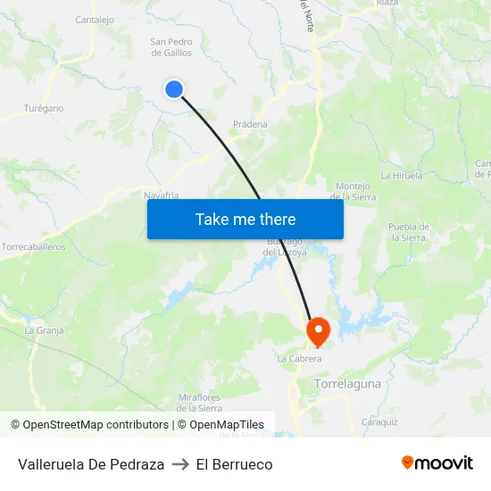 Valleruela De Pedraza to El Berrueco map
