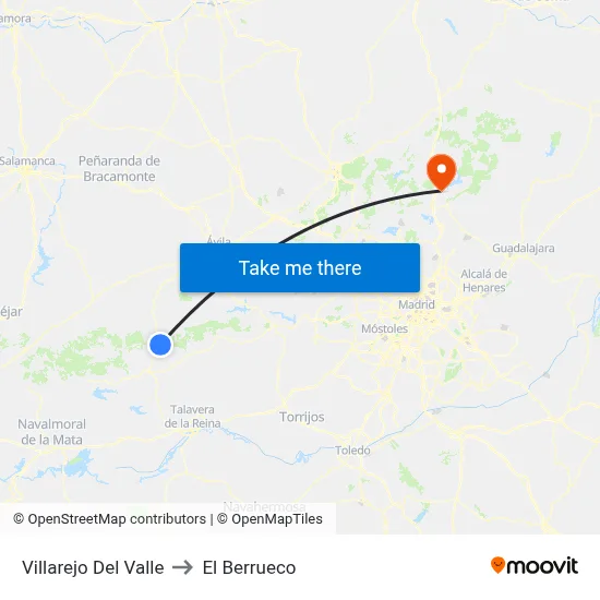 Villarejo Del Valle to El Berrueco map