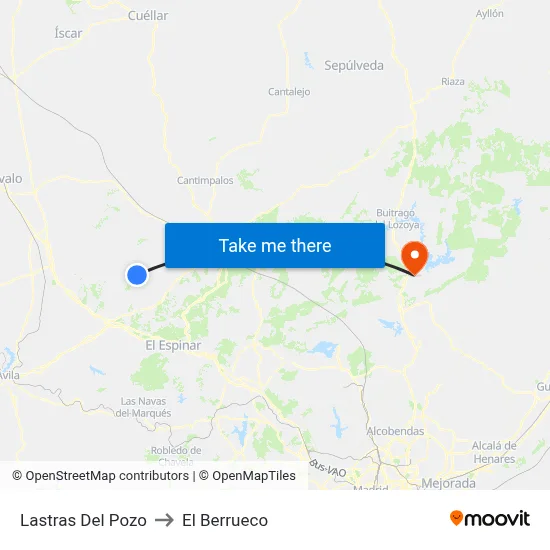 Lastras Del Pozo to El Berrueco map