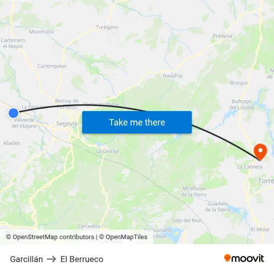 Garcillán to El Berrueco map