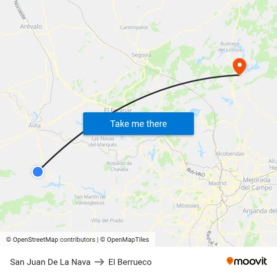 San Juan De La Nava to El Berrueco map