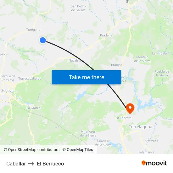 Caballar to El Berrueco map
