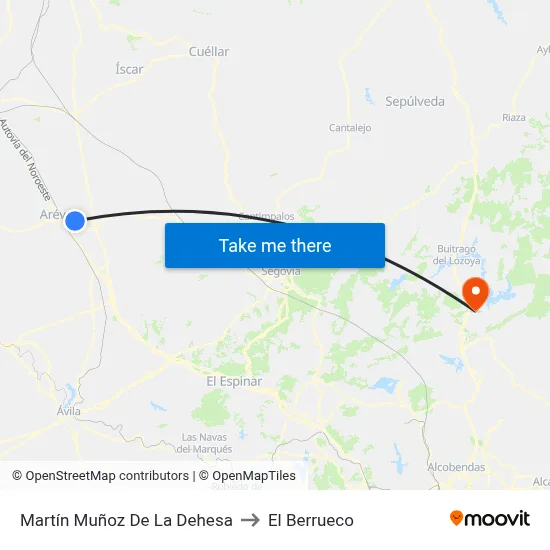 Martín Muñoz De La Dehesa to El Berrueco map