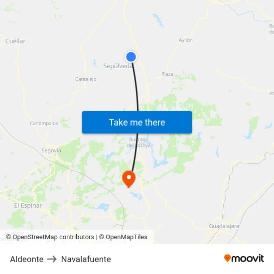 Aldeonte to Navalafuente map