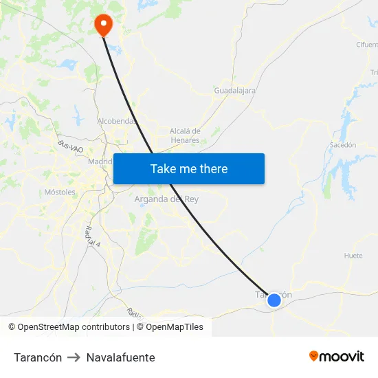 Tarancón to Navalafuente map