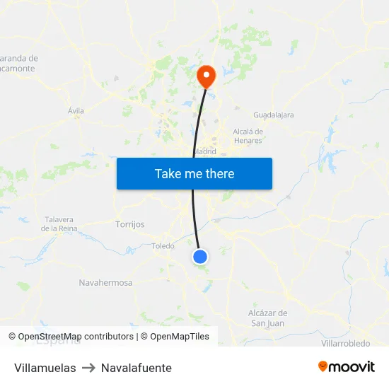 Villamuelas to Navalafuente map