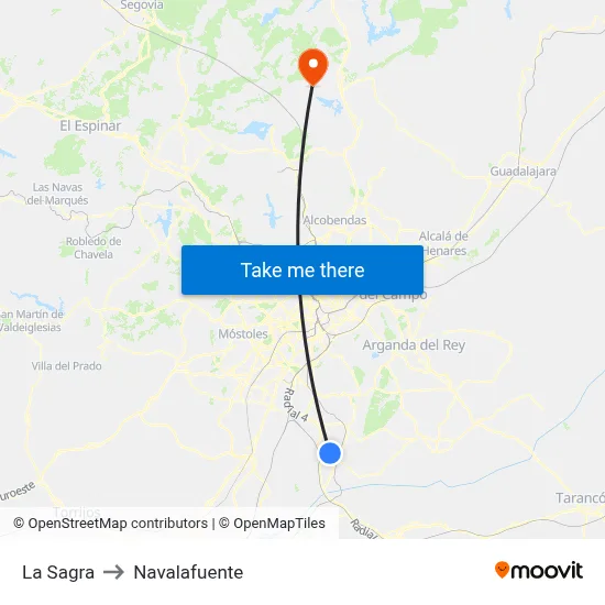 La Sagra to Navalafuente map