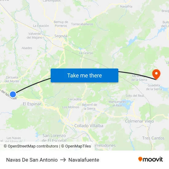 Navas De San Antonio to Navalafuente map
