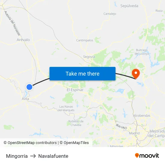 Mingorría to Navalafuente map
