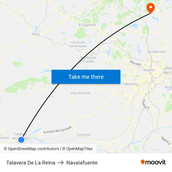 Talavera De La Reina to Navalafuente map