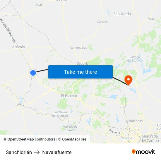 Sanchidrián to Navalafuente map