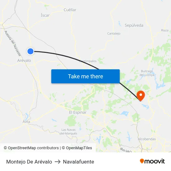 Montejo De Arévalo to Navalafuente map