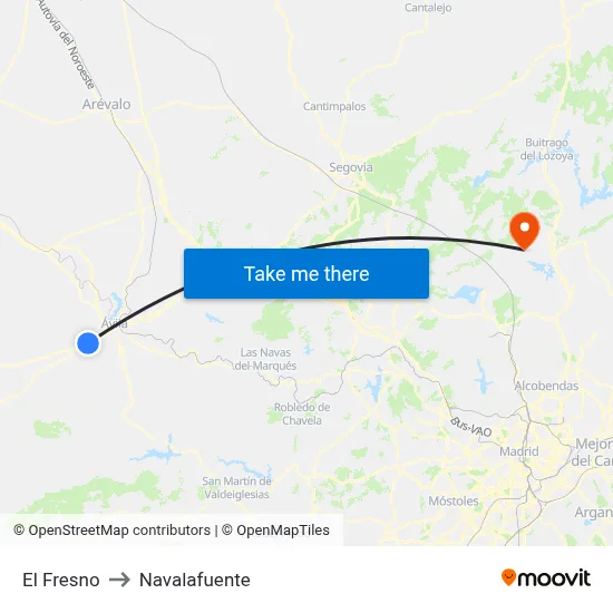 El Fresno to Navalafuente map