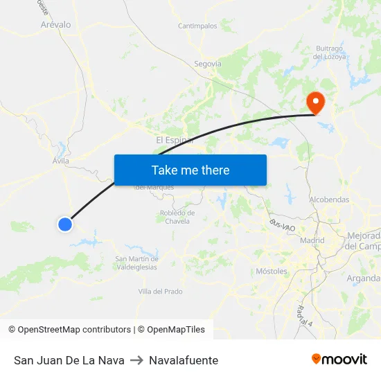 San Juan De La Nava to Navalafuente map