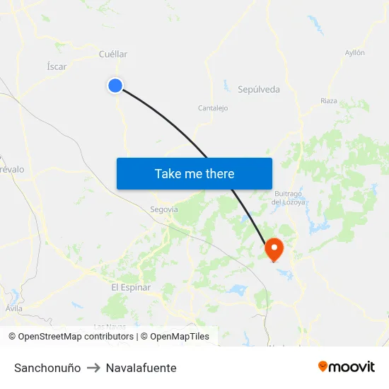 Sanchonuño to Navalafuente map