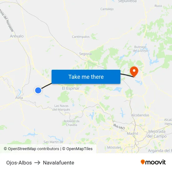 Ojos-Albos to Navalafuente map