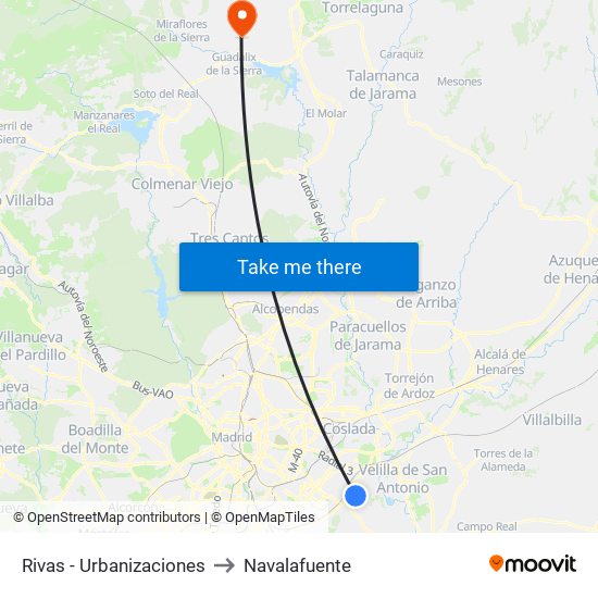 Rivas - Urbanizaciones to Navalafuente map