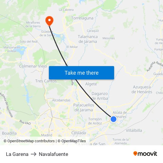 La Garena to Navalafuente map