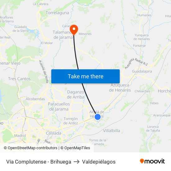 Vía Complutense - Brihuega to Valdepiélagos map