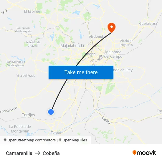 Camarenilla to Cobeña map