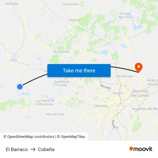 El Barraco to Cobeña map