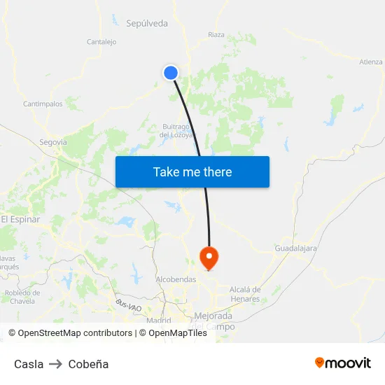 Casla to Cobeña map