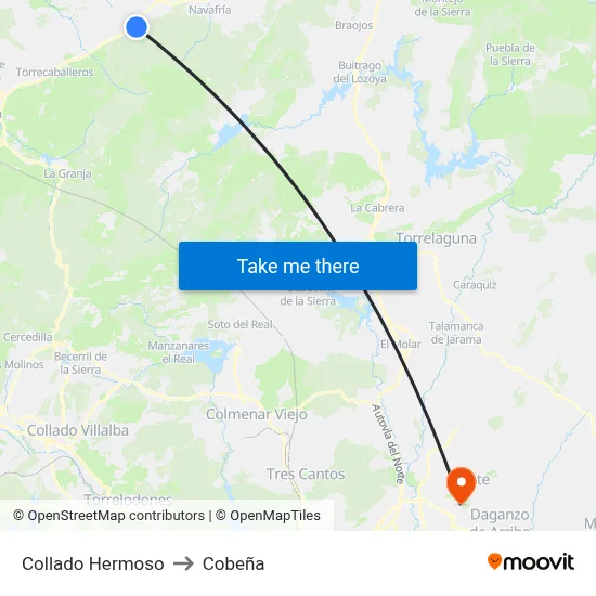 Collado Hermoso to Cobeña map