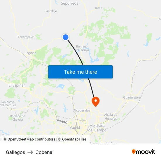 Gallegos to Cobeña map