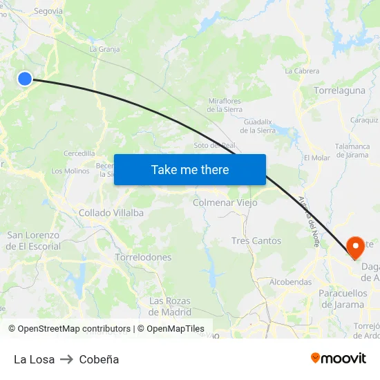 La Losa to Cobeña map