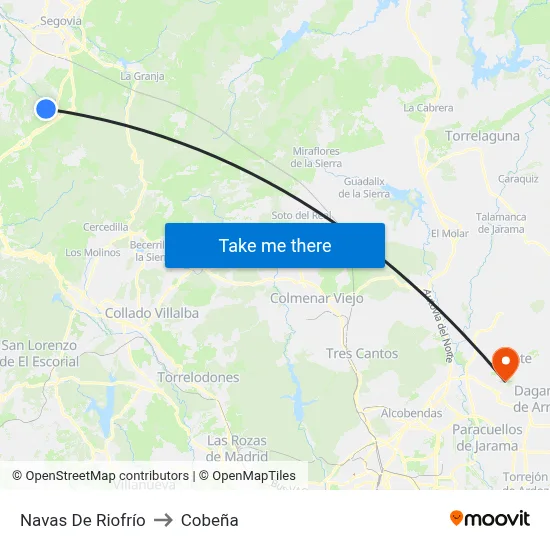 Navas De Riofrío to Cobeña map