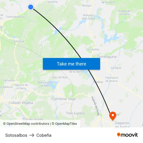 Sotosalbos to Cobeña map