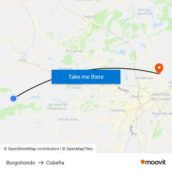 Burgohondo to Cobeña map