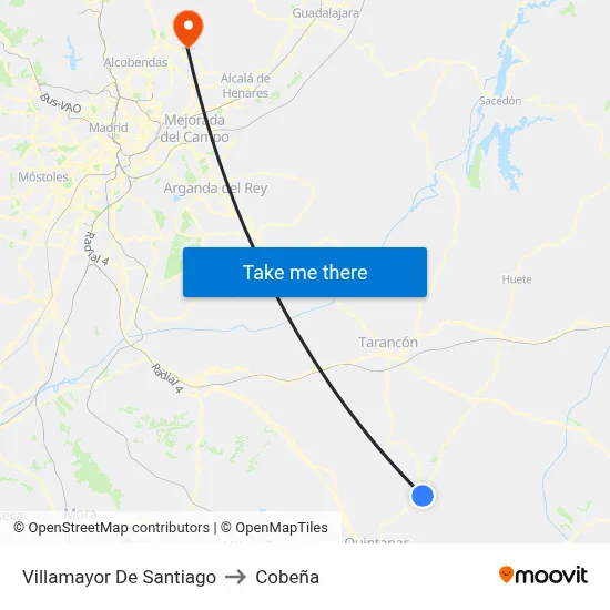 Villamayor De Santiago to Cobeña map