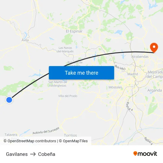 Gavilanes to Cobeña map