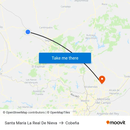 Santa María La Real De Nieva to Cobeña map