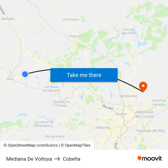 Mediana De Voltoya to Cobeña map