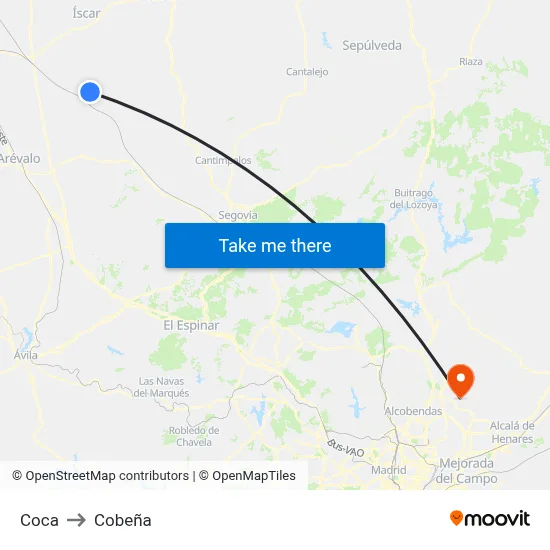 Coca to Cobeña map