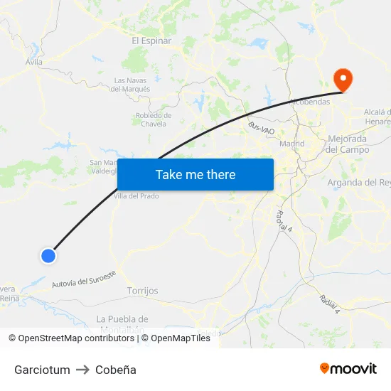 Garciotum to Cobeña map