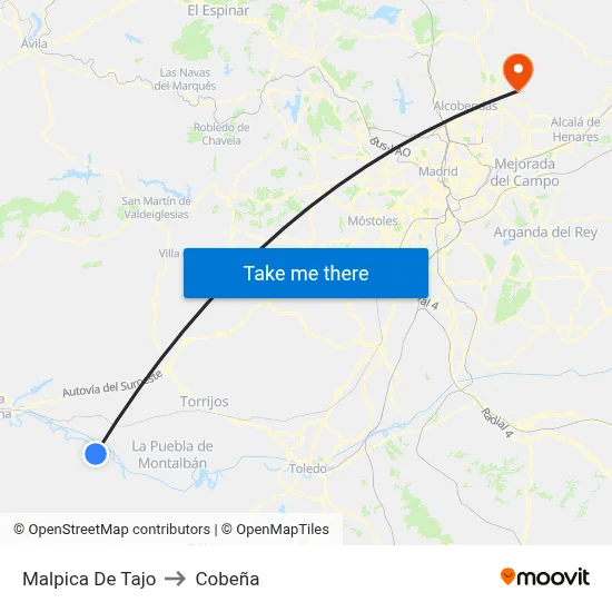 Malpica De Tajo to Cobeña map